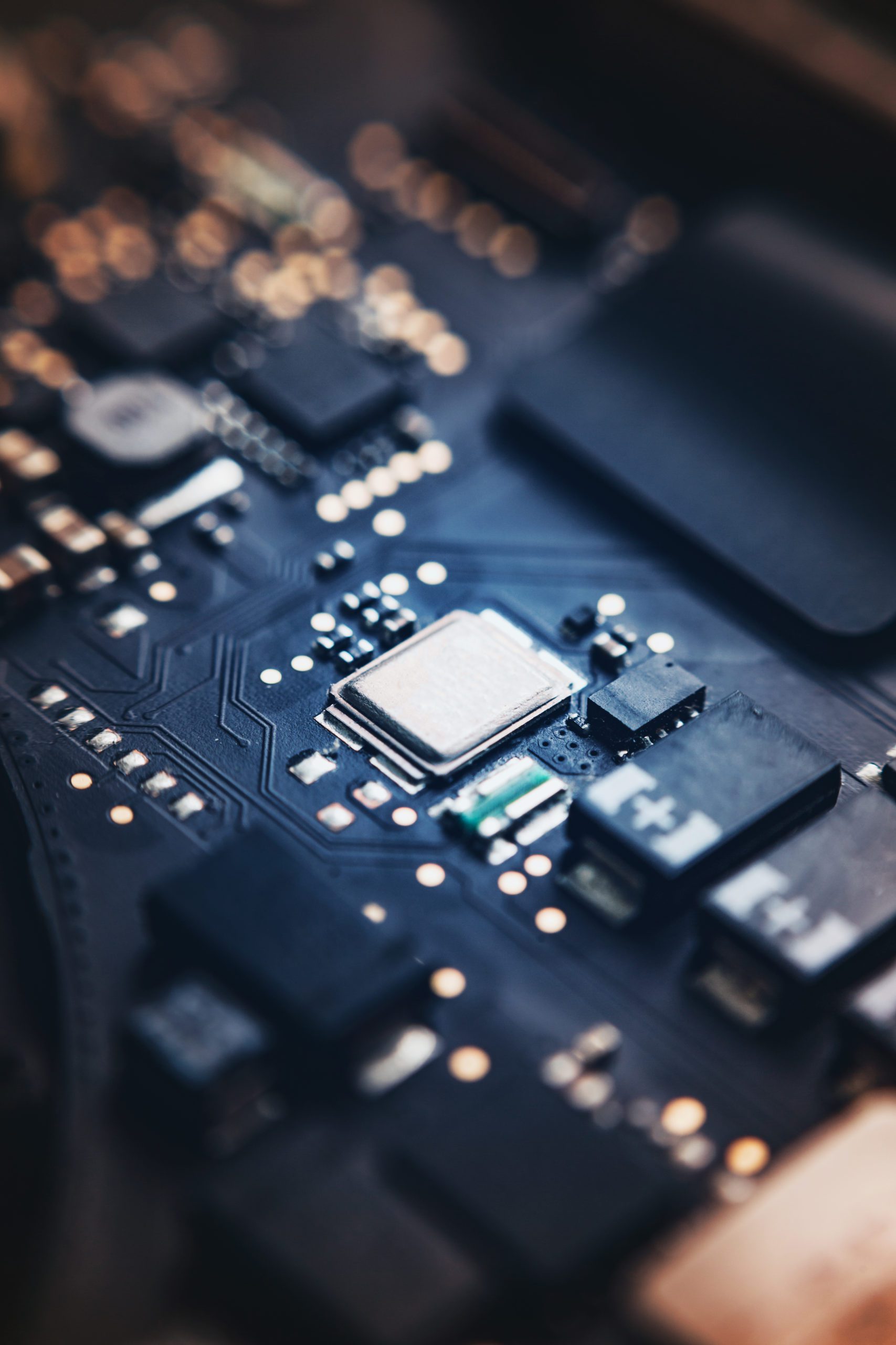 Motherboard of modern laptop processor computer chip